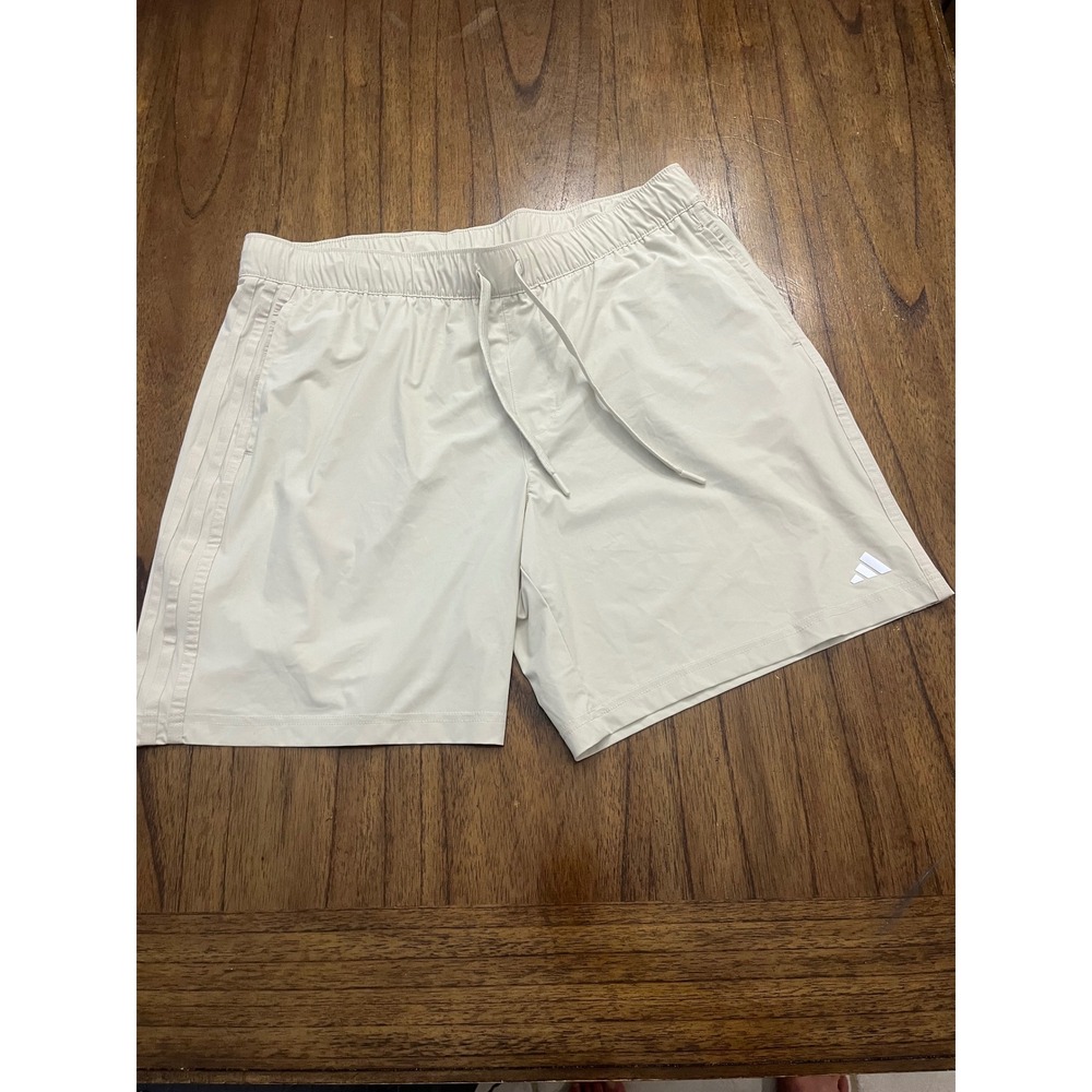 Adidas Mens Training Shorts Beige Polyamide Stretch Gym Athletic Size L